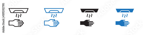 Drying hand icon linear graphics set vector in black