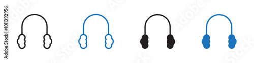 Ear muffs icon linear graphics set vector in black