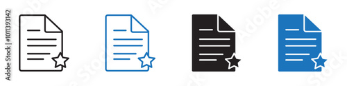 Favourite document icon linear graphics set vector in black