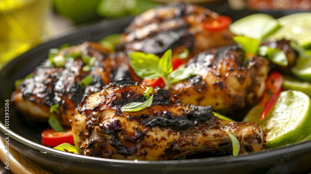 Grilled Chicken with Fresh Herbs and Lime Slices Grilled Chicken with Fresh Herbs and Lime Slices