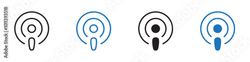 Fm icon linear graphics set vector in black