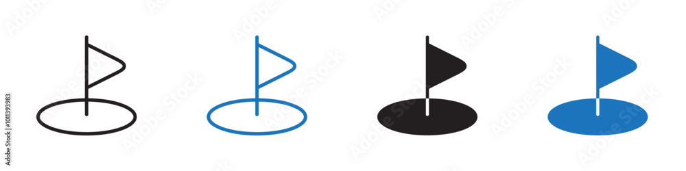 Golf icon linear graphics set vector in black Golf icon linear graphics set vector in black