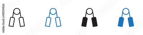 Hand gripper icon linear graphics set vector in black