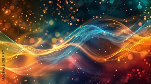 This image depicts vibrant, swirling waves of color and light, creating a mesmerizing abstract scene with dynamic motion and blurred vibrant hues. Perfect for modern designs.