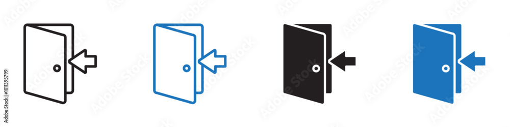 Logout icon linear graphics set vector in black Logout icon linear graphics set vector in black
