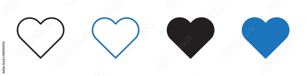 Love icon linear graphics set vector in black Love icon linear graphics set vector in black