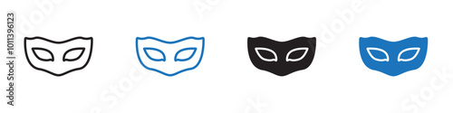 Mask icon linear graphics set vector in black