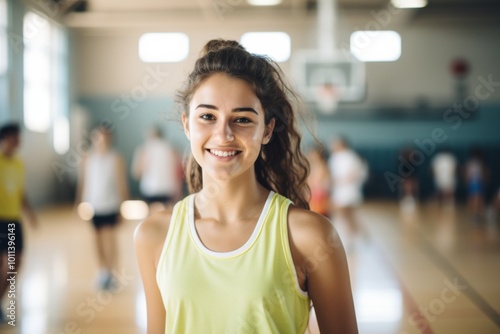 Smiling portrait of a female Caucasian teenage girl basketball player Free Download Smiling portrait of a female Caucasian teenage girl basketball player - GFXLoad