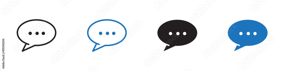 Message icon linear graphics set vector in black Message icon linear graphics set vector in black