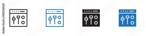 Mixer studio icon linear graphics set vector in black