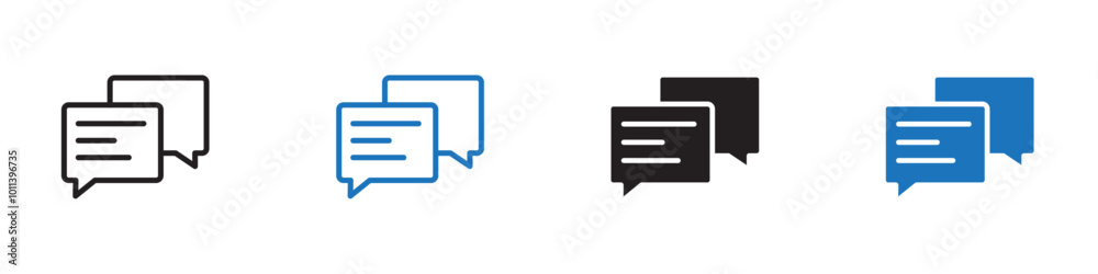 Multiple chats icon linear graphics set vector in black Multiple chats icon linear graphics set vector in black