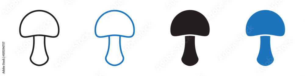 Mushroom icon linear graphics set vector in black Mushroom icon linear graphics set vector in black