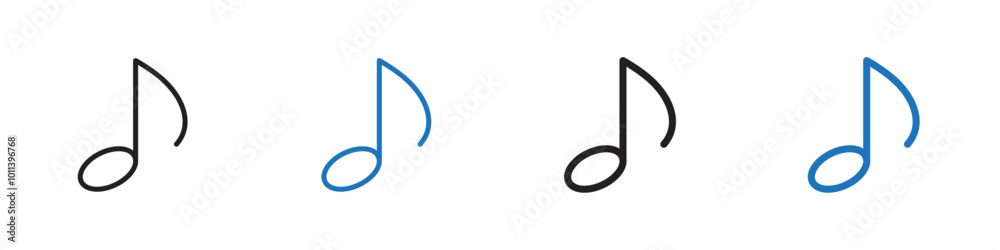 Music icon linear graphics set vector in black Music icon linear graphics set vector in black