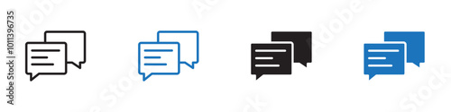 Multiple chats icon linear graphics set vector in black