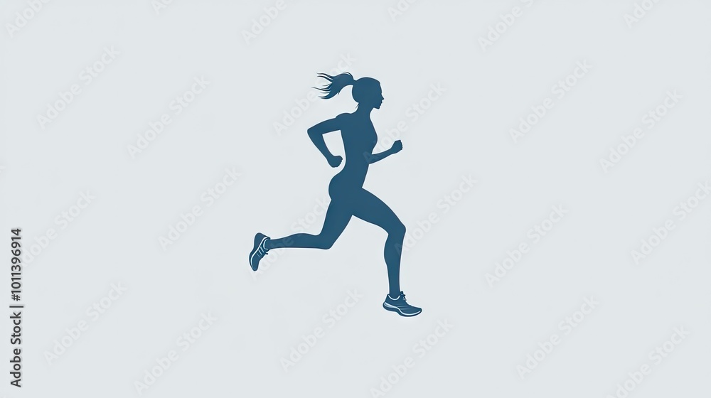 A minimalist logo showcasing a woman running, designed in elegant slate blue, emphasizing speed and determination for a running brand. A minimalist logo showcasing a woman running, designed in elegant slate blue, emphasizing speed and determination for a running brand.