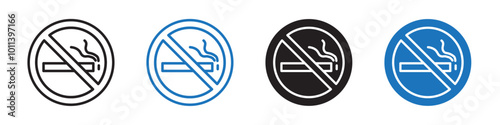 No smoking icon linear graphics set vector in black