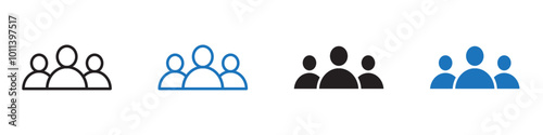 People icon linear graphics set vector in black