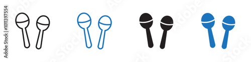 Percussion maracas icon linear graphics set vector in black