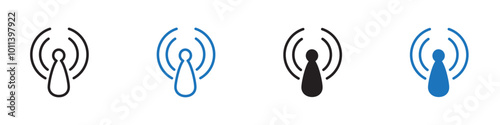 Podcast icon linear graphics set vector in black