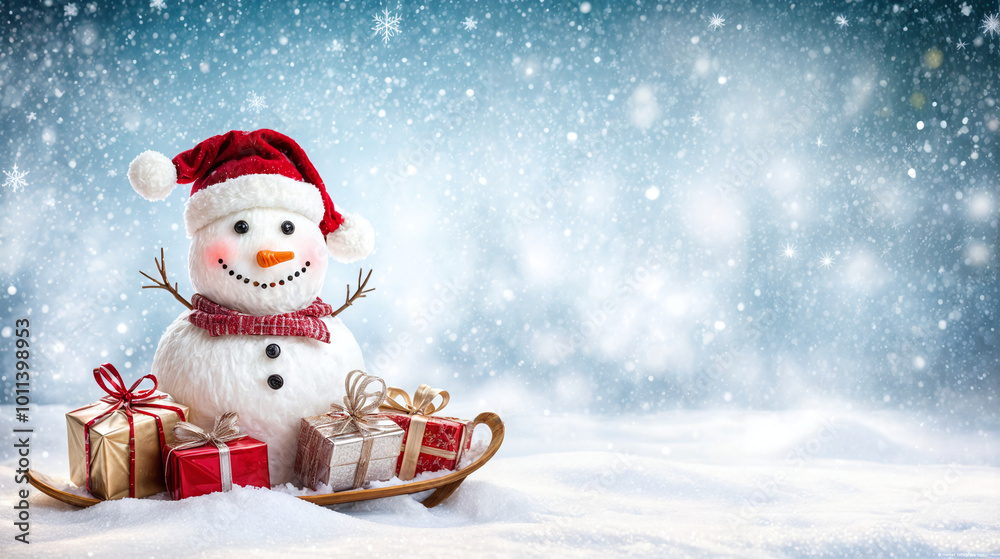 Snowman on a winter background Snowman on a winter background