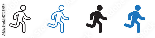 Run icon linear graphics set vector in black