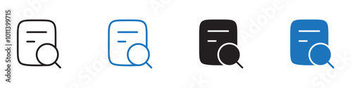 Search file icon linear graphics set vector in black
