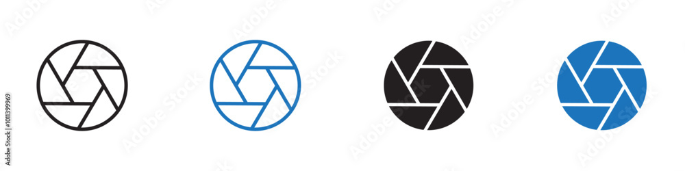 Shutter icon linear graphics set vector in black Shutter icon linear graphics set vector in black