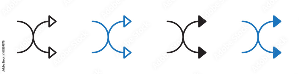 Shuffle icon linear graphics set vector in black Shuffle icon linear graphics set vector in black
