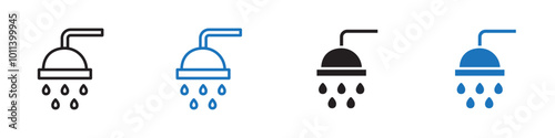 Shower icon linear graphics set vector in black