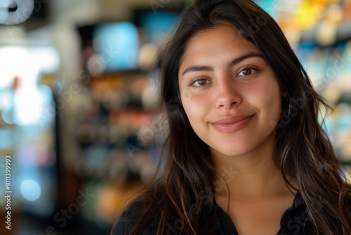 Wallpaper Mural Young adult Hispanic female retail sales associate Torontodigital.ca