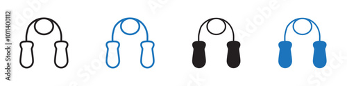 Skipping rope icon linear graphics set vector in black