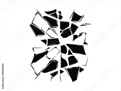 Broken Mirror Silhouettes - Halloween Abstract Shattered Glass Designs.