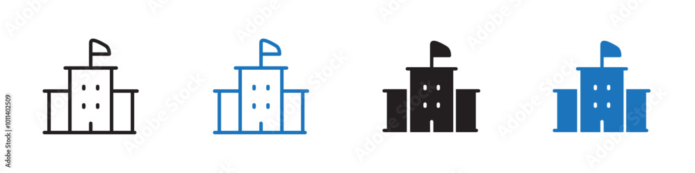 University icon linear graphics set vector in black University icon linear graphics set vector in black