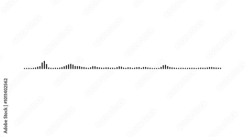 Sound wave animation black bars white background, Visualization sound graphic element. audio wave or frequency digital animation, podcast audio equipment