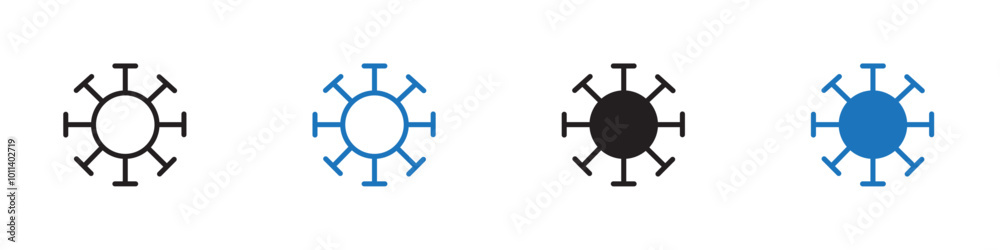 Virus icon linear graphics set vector in black Virus icon linear graphics set vector in black
