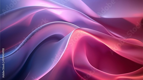 This image portrays vibrant, flowing fabric-like waves in rich pink, purple, and blue hues, creating a sense of fluidity and movement in an abstract style.