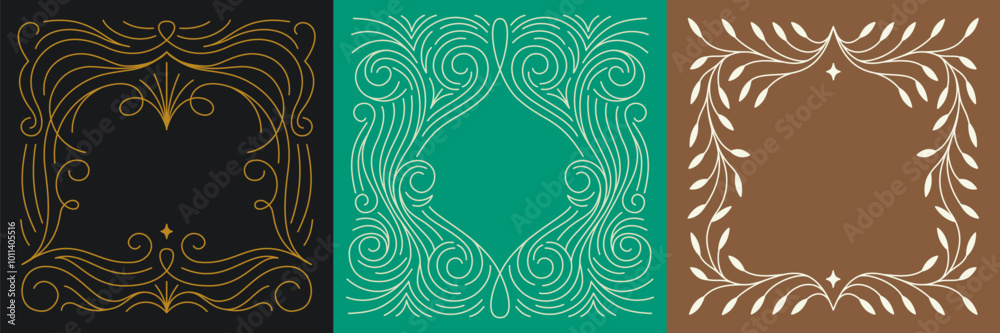 Vector minimal geometric linear border and logo design templates with copy space for text, abstract aesthetic linear compositions, prints, frames and graphic design elements for packaging Vector minimal geometric linear border and logo design templates with copy space for text, abstract aesthetic linear compositions, prints, frames and graphic design elements for packaging