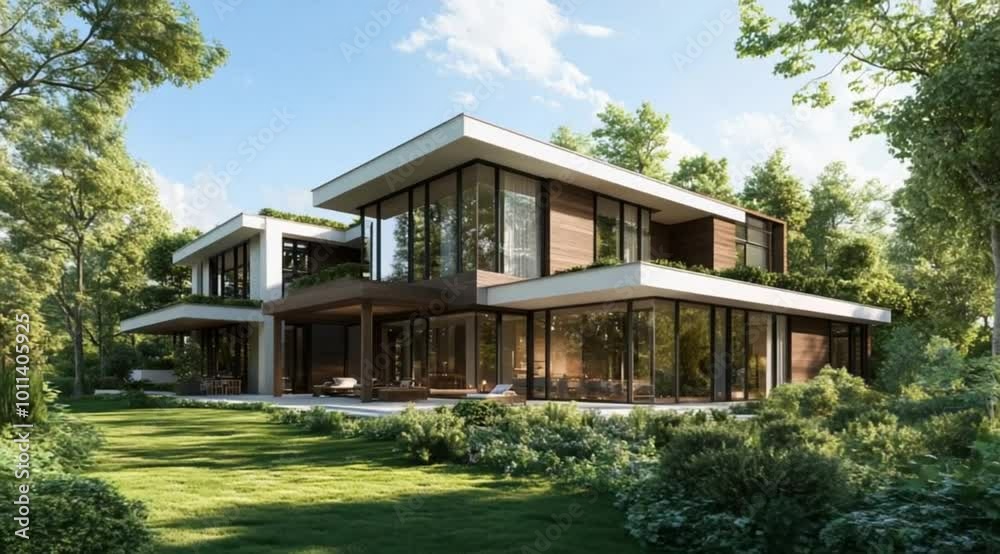 3D Illustration of Modern Luxury Summer Villa 3D Illustration of Modern Luxury Summer Villa