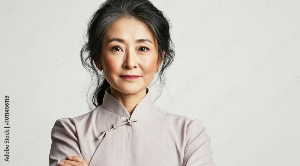 Old Chinese Woman on White Background Old Chinese Woman on White Background