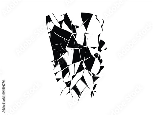 Broken Mirror Silhouettes - Halloween Abstract Shattered Glass Designs.