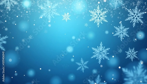 background with snowflakes in blue tones with space for text - Image