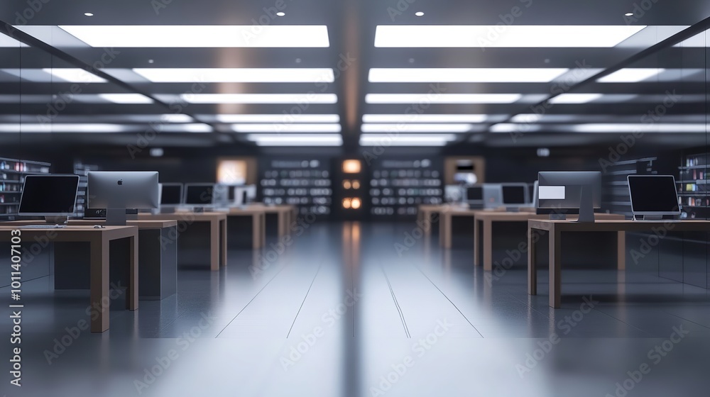 A Spacious Warehouse Illuminated by Numerous Overhead Lights A Spacious Warehouse Illuminated by Numerous Overhead Lights