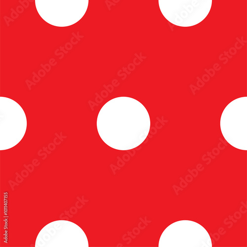 White polka dots on a red background seamless pattern: a playful and jolly design perfect for vibrant festive background use, adding a cheerful touch to any project with its lively color contrast