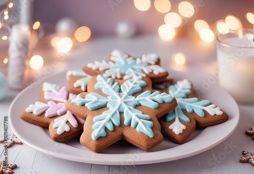 Christmass theme star cookies in the white plate