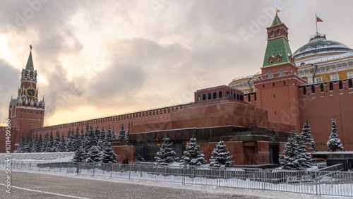 Fotografie View of the Kremlin Wall in winter in Moscow