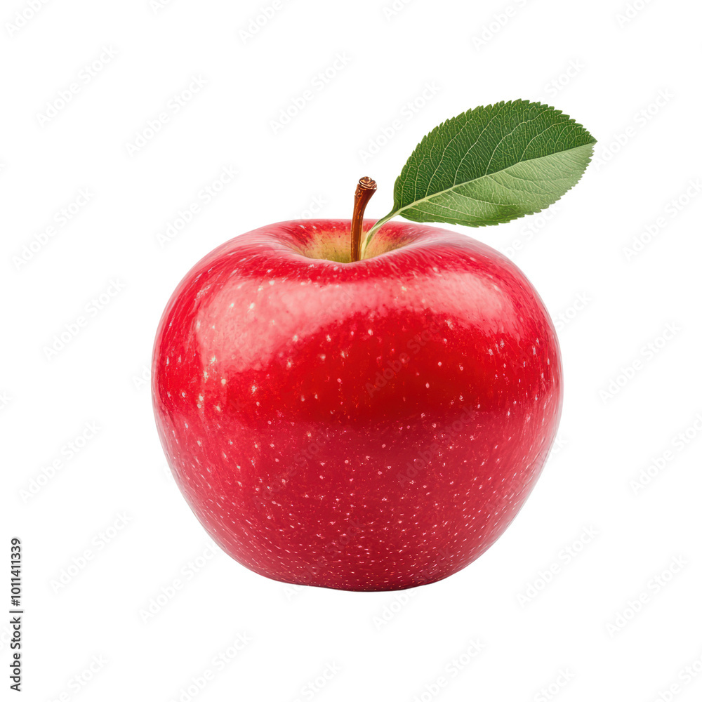 Fresh red apple with green leaf on a transparent background Fresh red apple with green leaf on a transparent background