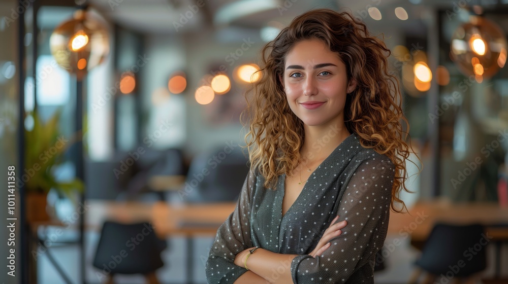 portrait of an attractive business woman in the office at work looking away from the camera. portrait of an attractive business woman in the office at work looking away from the camera.
