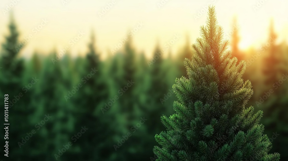 Pine trees under warm sunlight in a lush forest environment. Pine trees under warm sunlight in a lush forest environment.