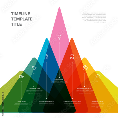 big mountains as multipurpose overlay infographic template with icons and description. Light multipurpose infochart infographic template design wit seven elements