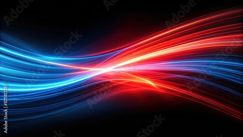 Dynamic red and blue streaks abstract on black background Vibrant visual effect